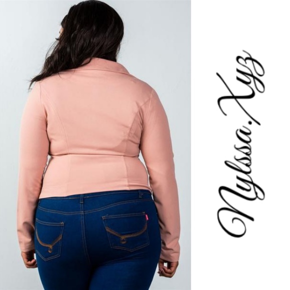 TAMARA - Plus Size Asymmetric Zipper Moto Jacket - Picture 4 of 7